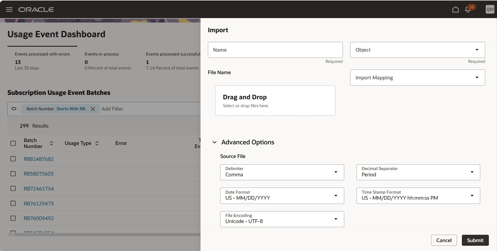 Advanced Options in Import