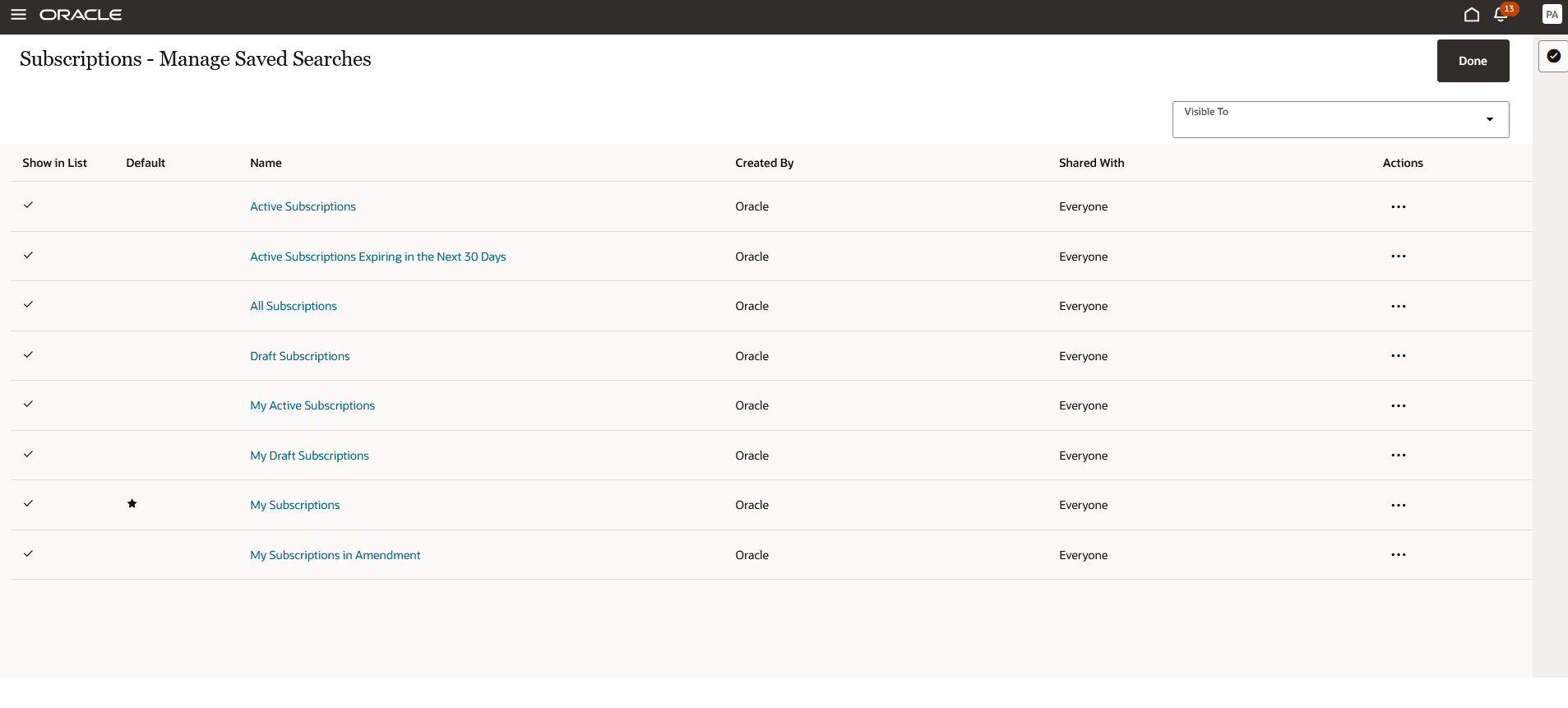 Manage saved searches