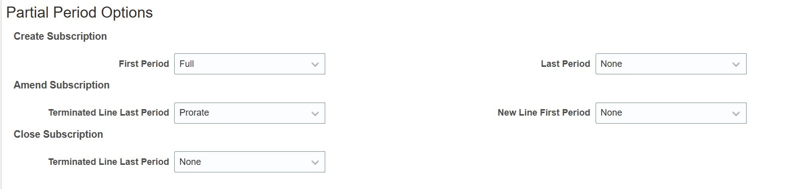 Partial Period Settings