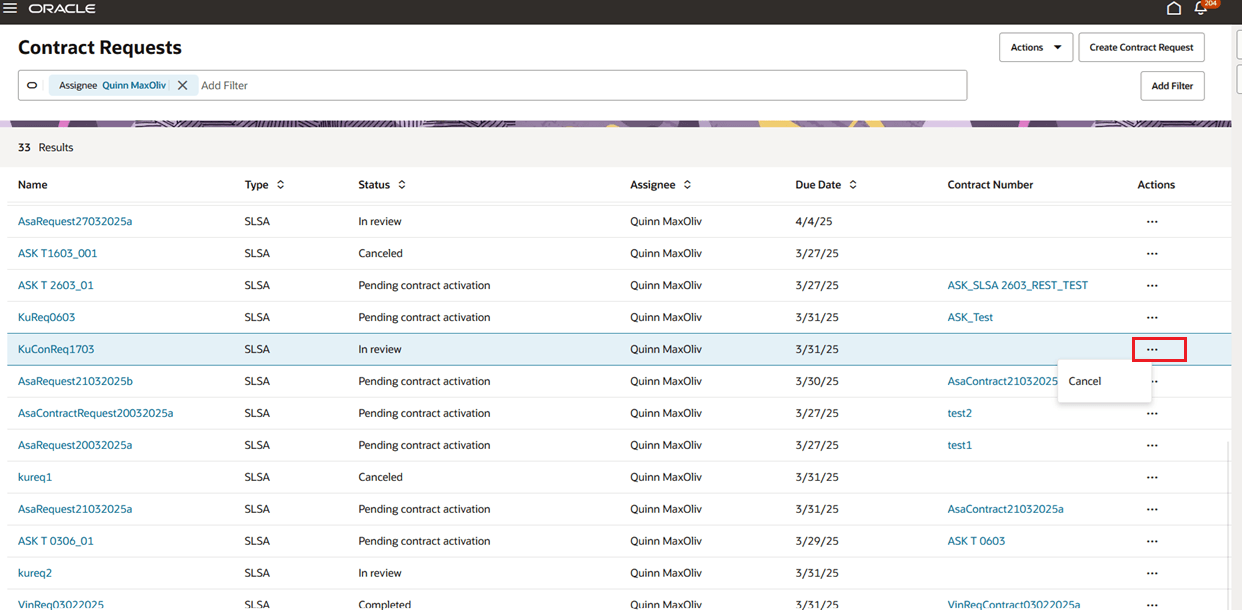 Cancel Contract Request