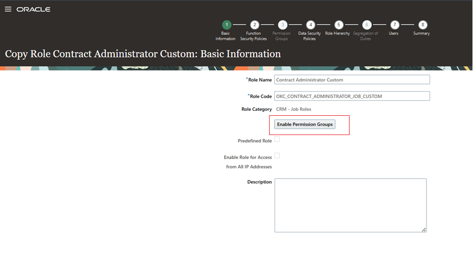 Enable Permission Groups Button