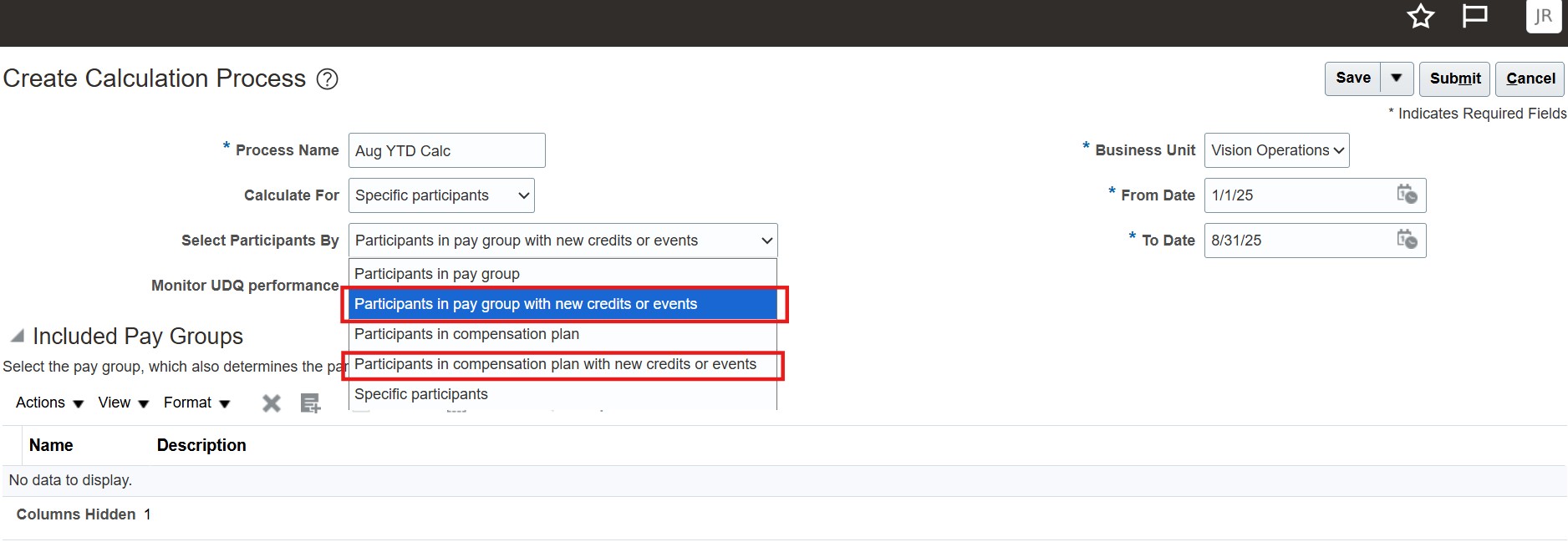 Calculate Specific Participants in Pay Group or Compensation Plan