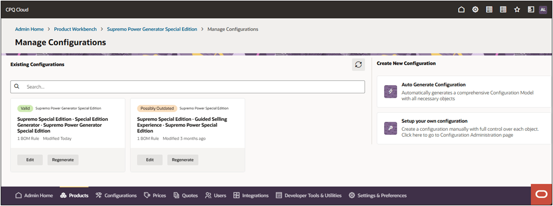 Manage Configurations