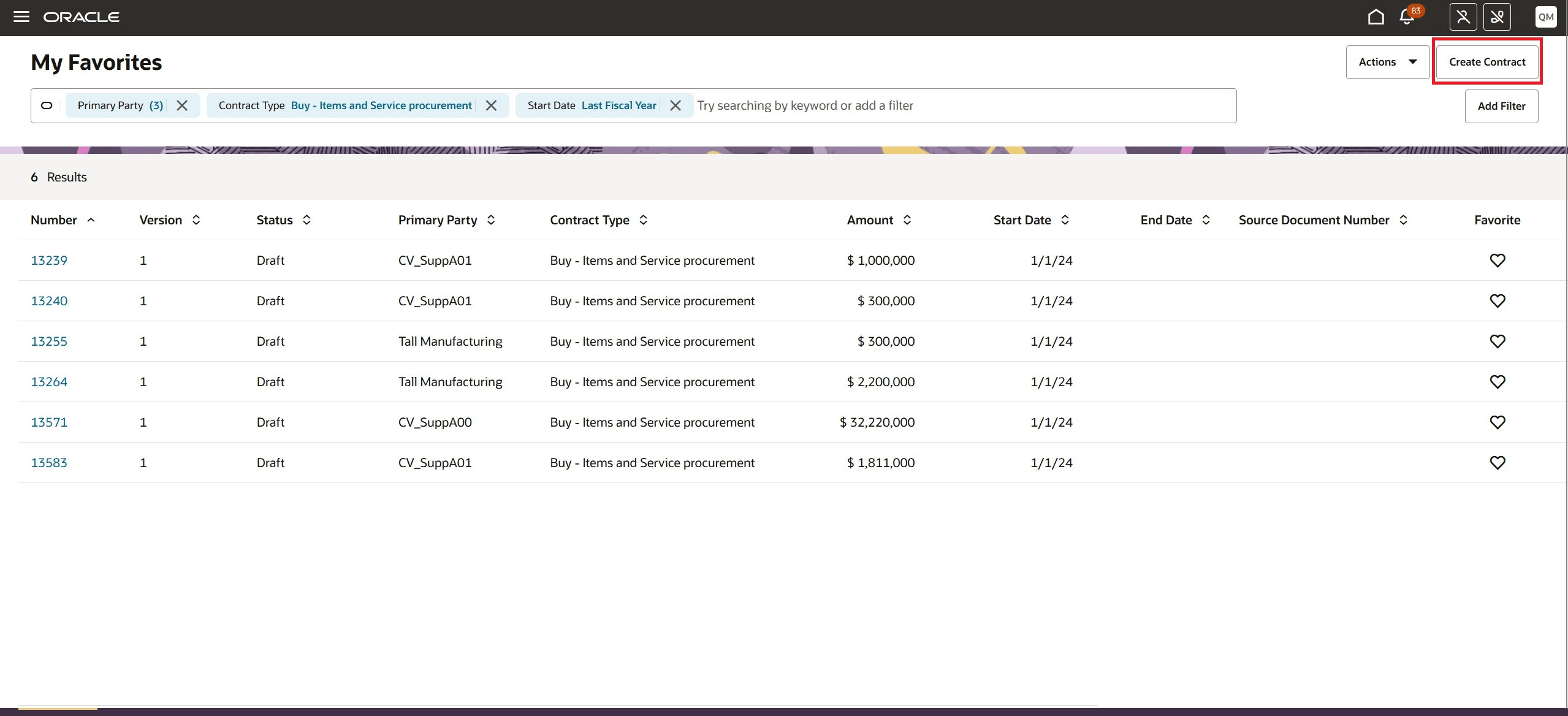 Create Contract Action