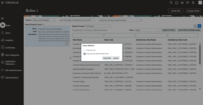Select “Copy top role and inherited roles” to Copy Role