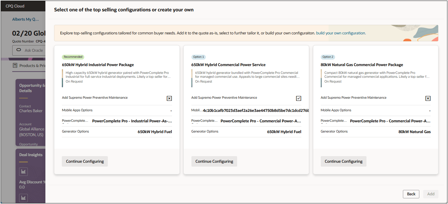Select Top Selling Configuration