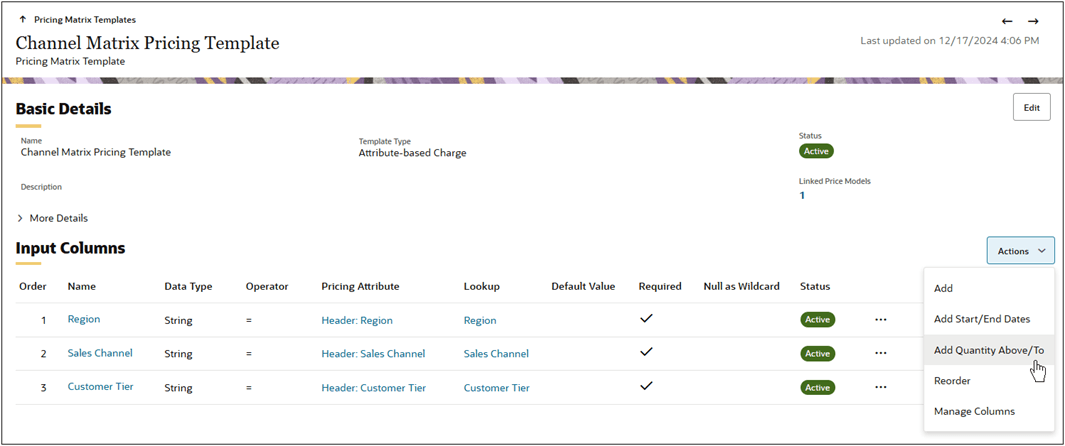 Add Quantity Above/To Columns