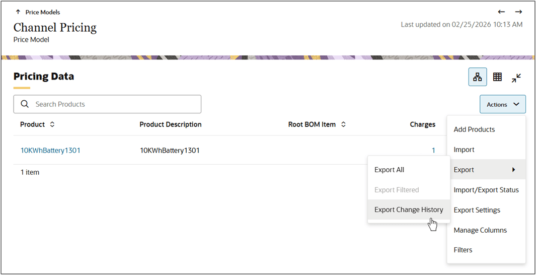Export Change History