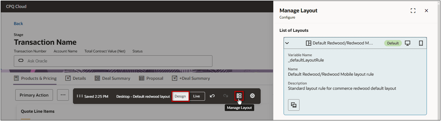 Designer - Manage Layout