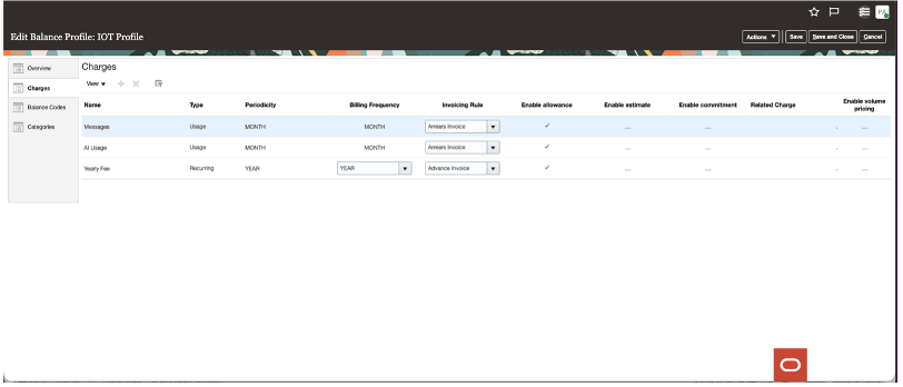 Balance Profile Charges