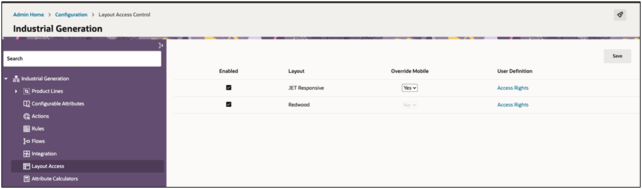 Redwood Configuration Layout Editor - Enabled