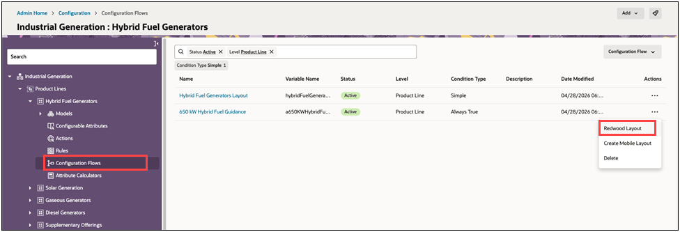Redwood Configuration Editor Layout - Configuration Flow