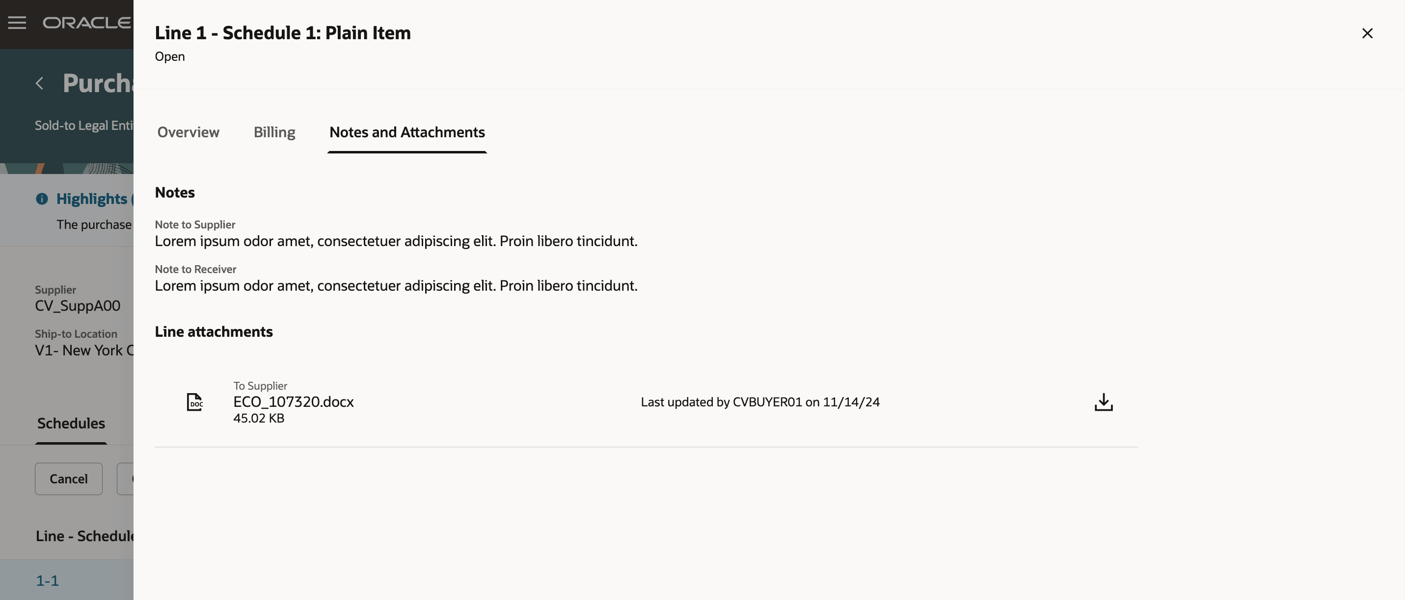 Schedule Details - Notes and Attachments