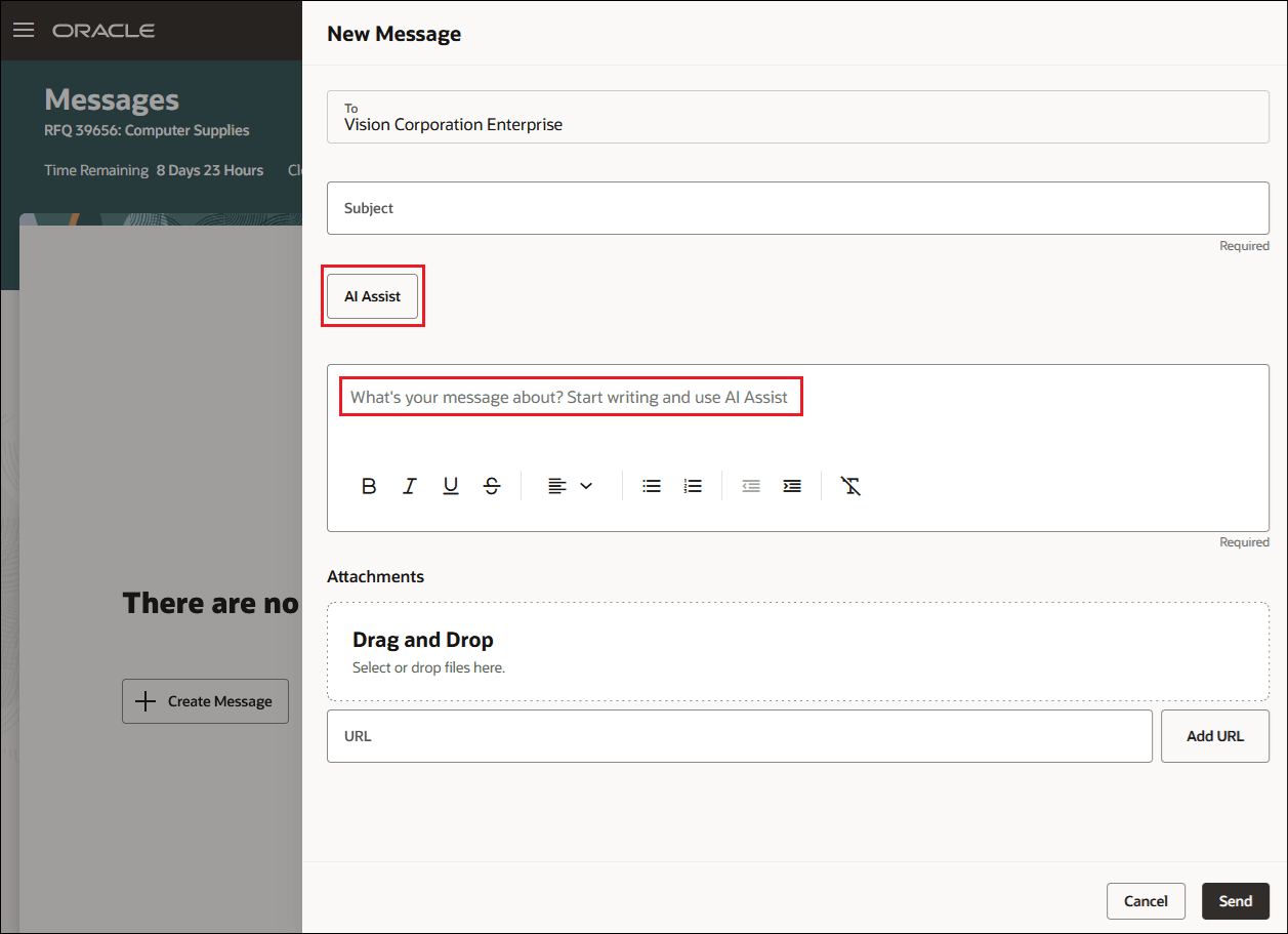 Supplier Creates a New Message