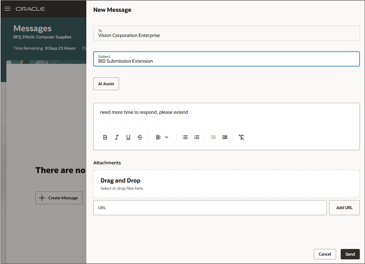 Supplier Enters a Message and Clicks AI Assist