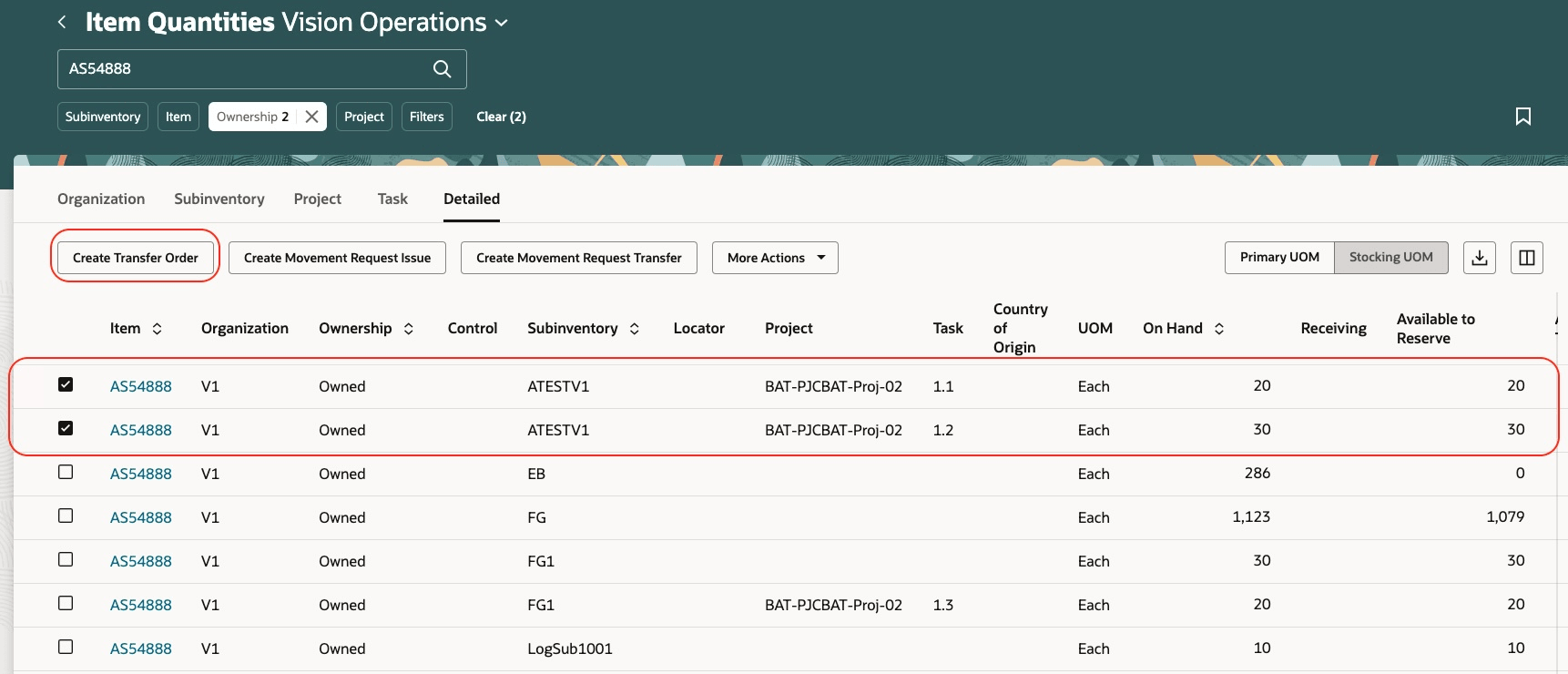 Create Transfer Order