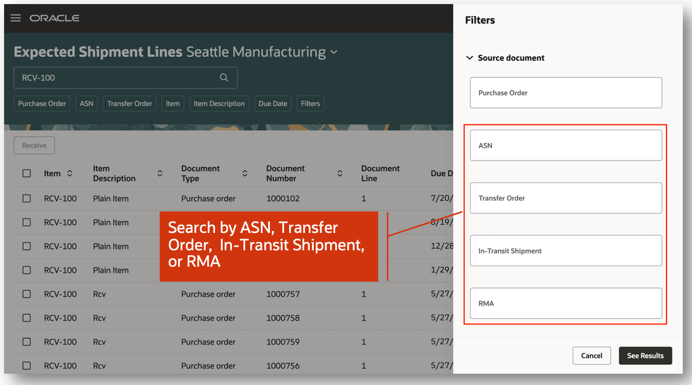 Expected Shipment Lines