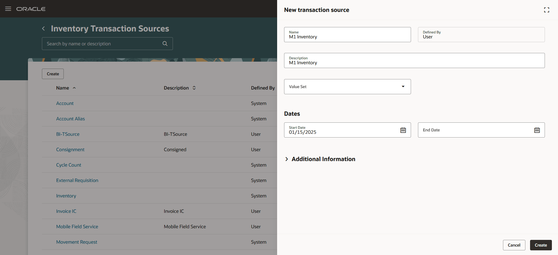 Create Transaction Source