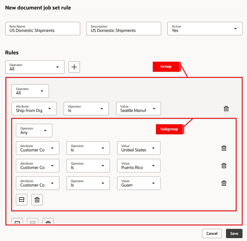 Rule with Group and Subgroup