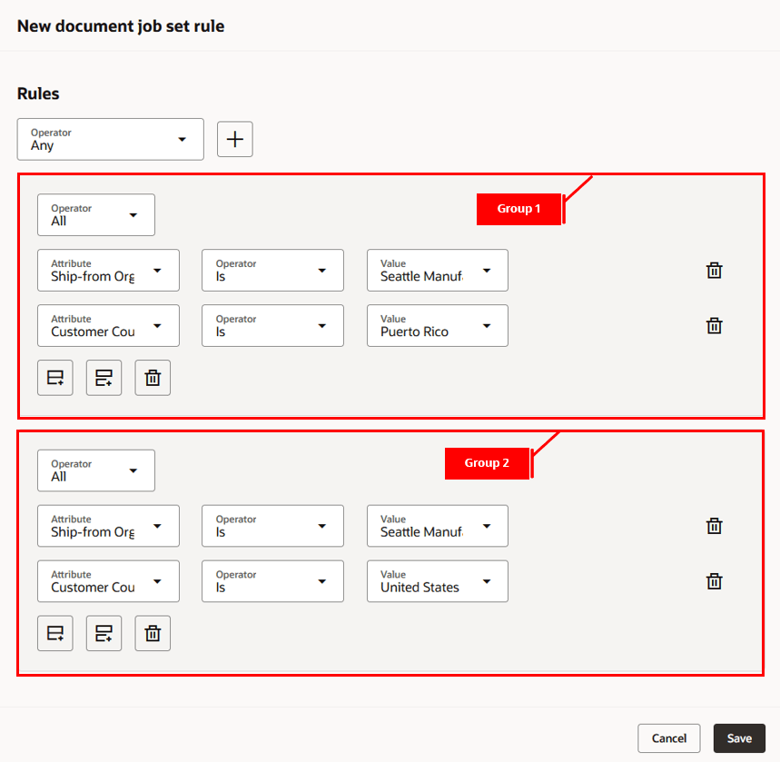 Rule with Multiple Groups