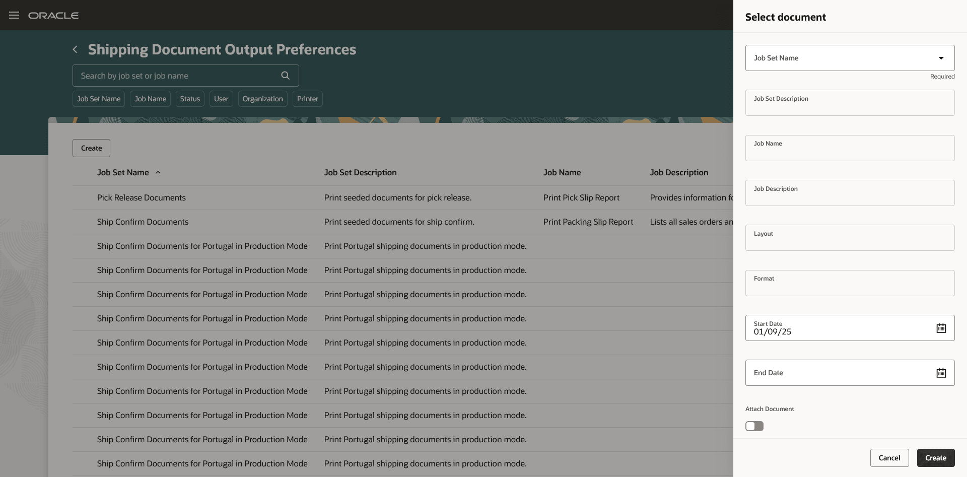 Select Document for the Output Preference