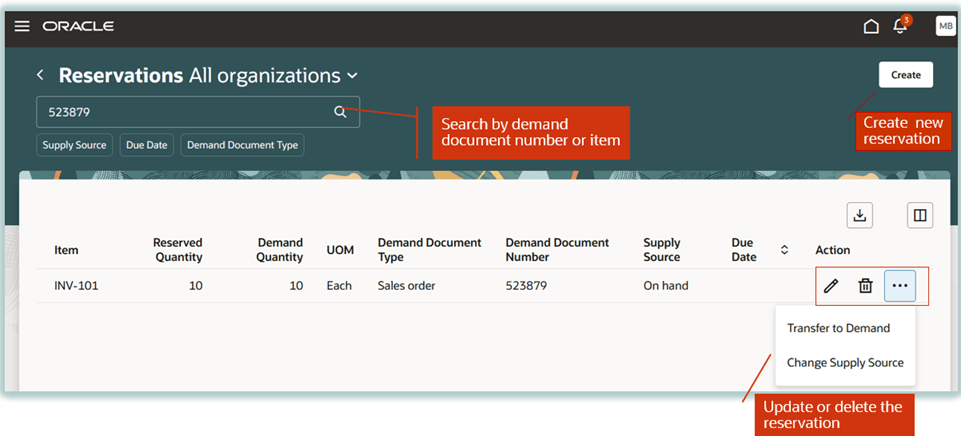 Reservation Landing page