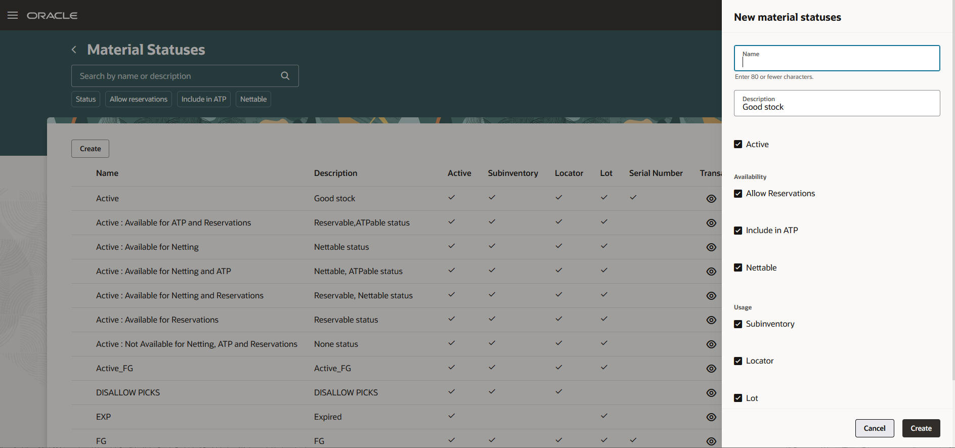 Duplicate Material Statuses