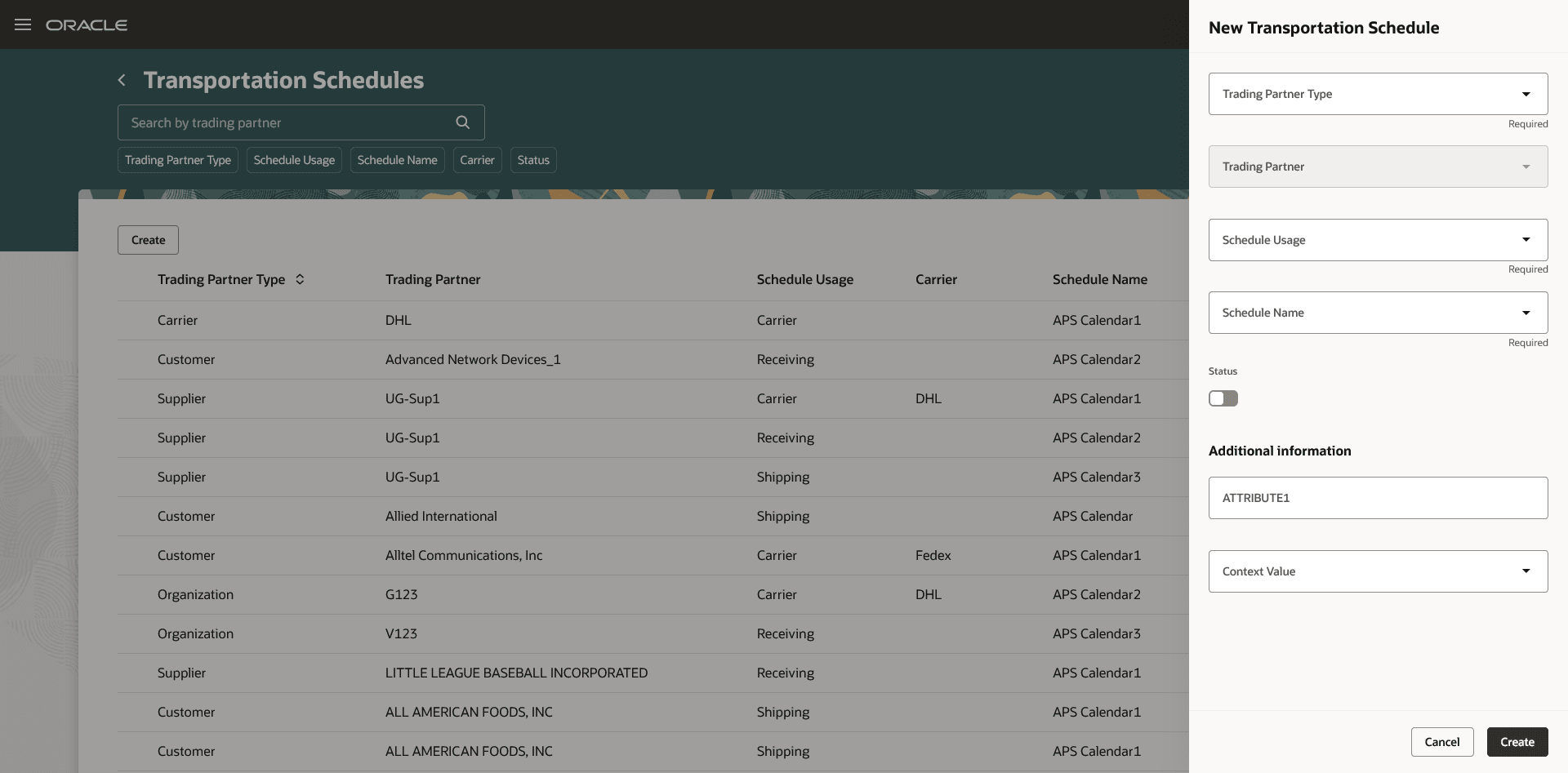 Create Transportation Schedule