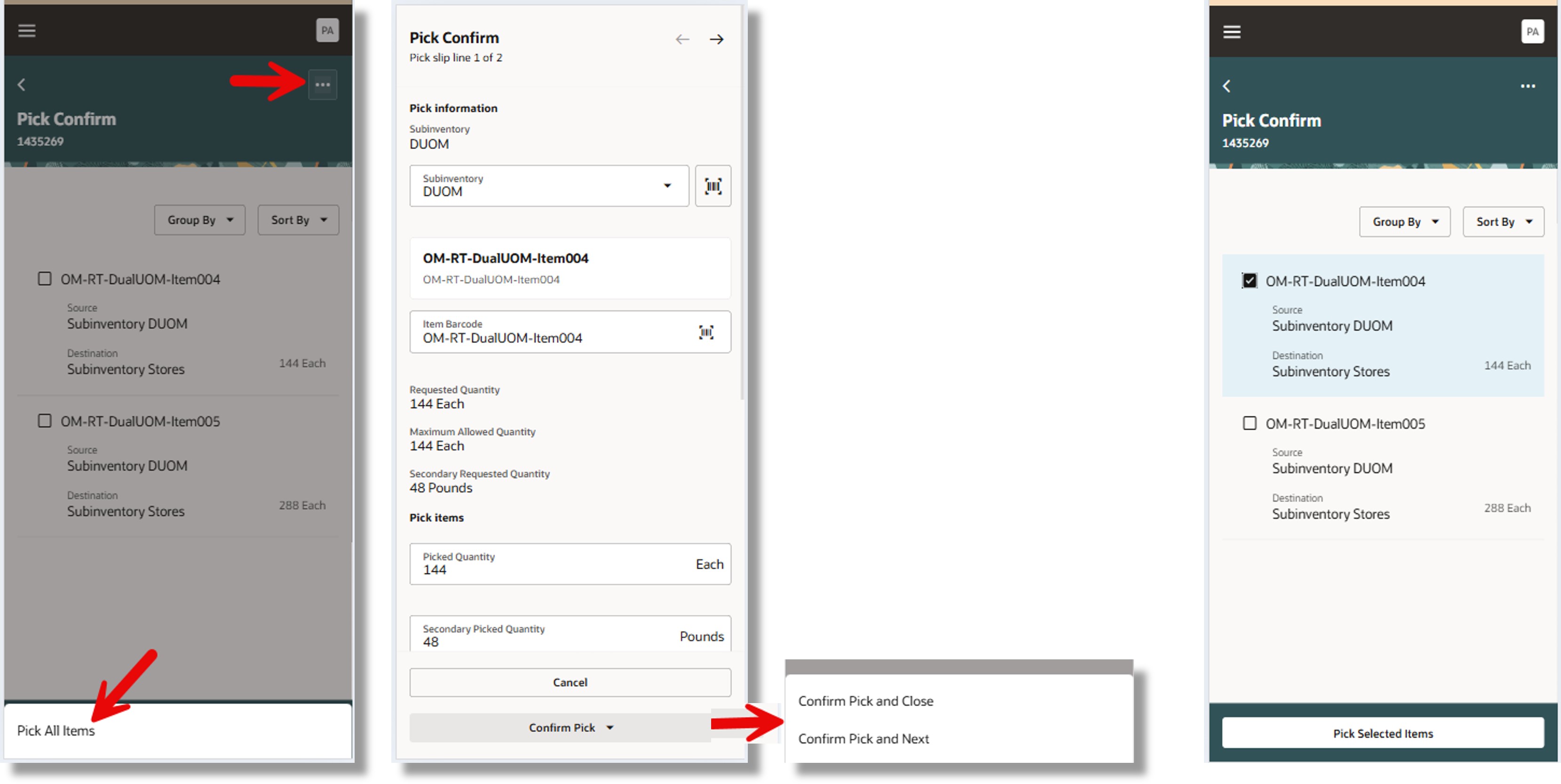 Pick All or Selected Items