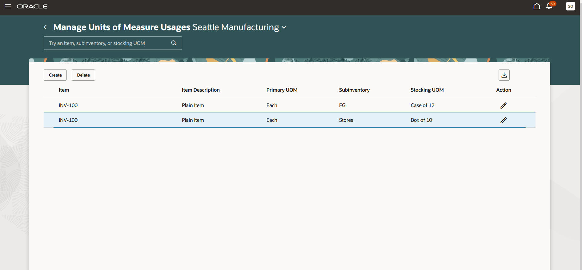Units of Measure Usages