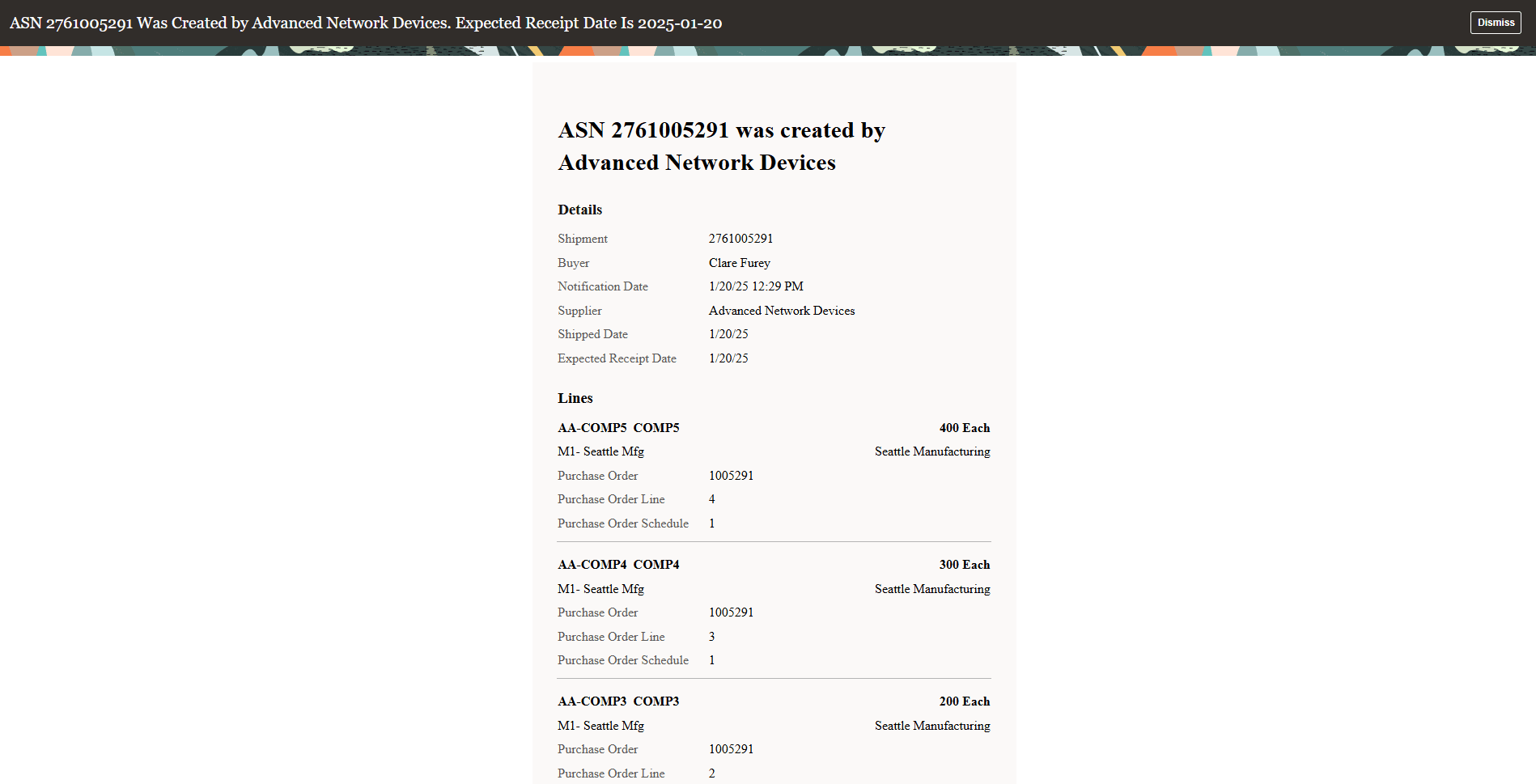 Create ASN Notification