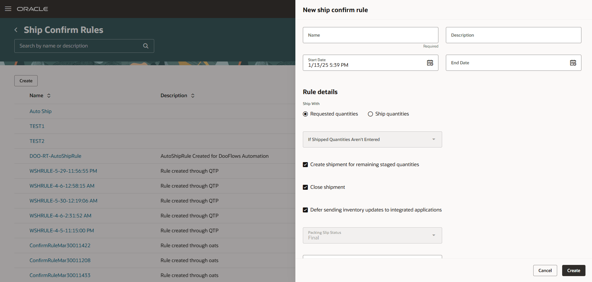 Create Ship Confirm Rule