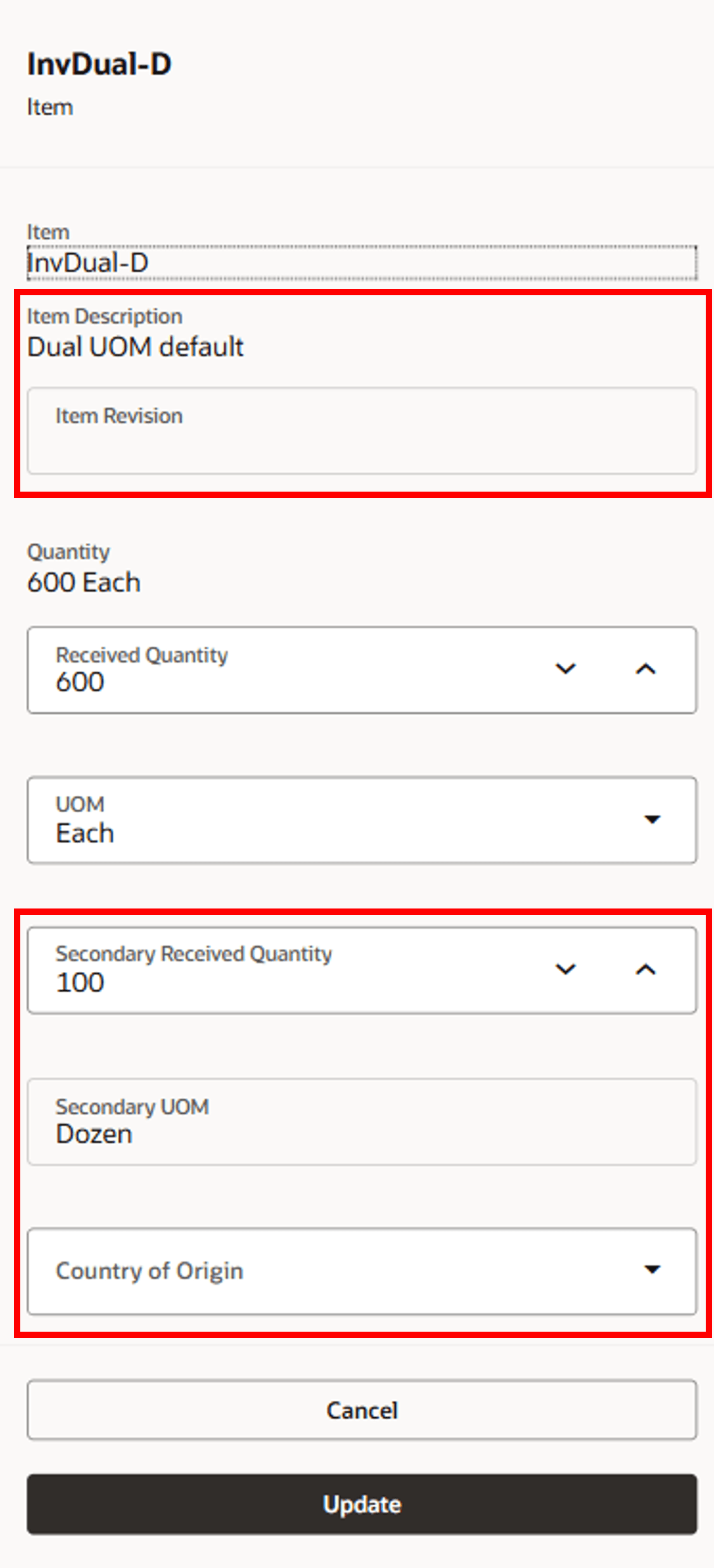 Enter Receipt Details - Additional Fields