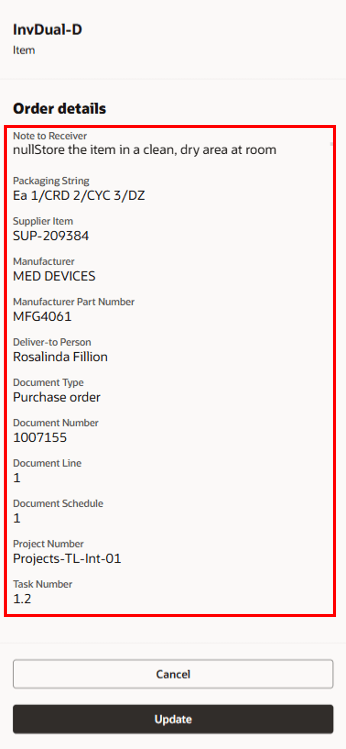 Enter Receipt Details - Additional Fields