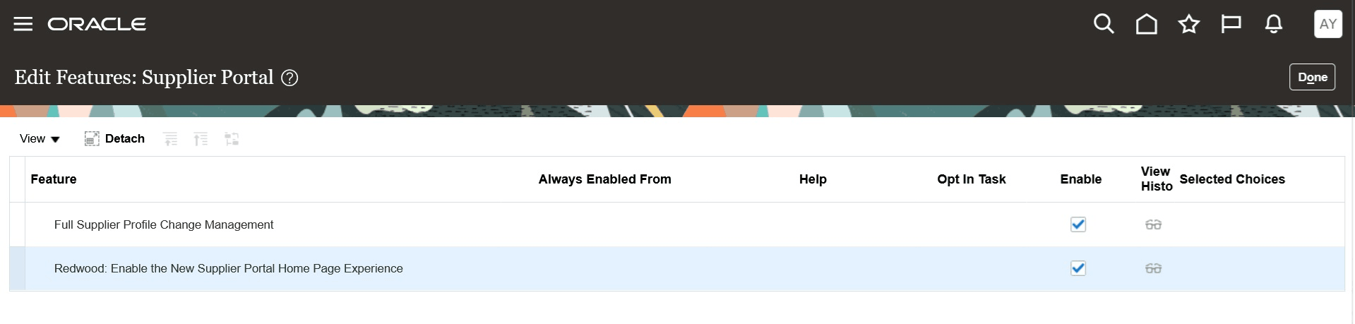 Home page ffor supplier portal in Redwood