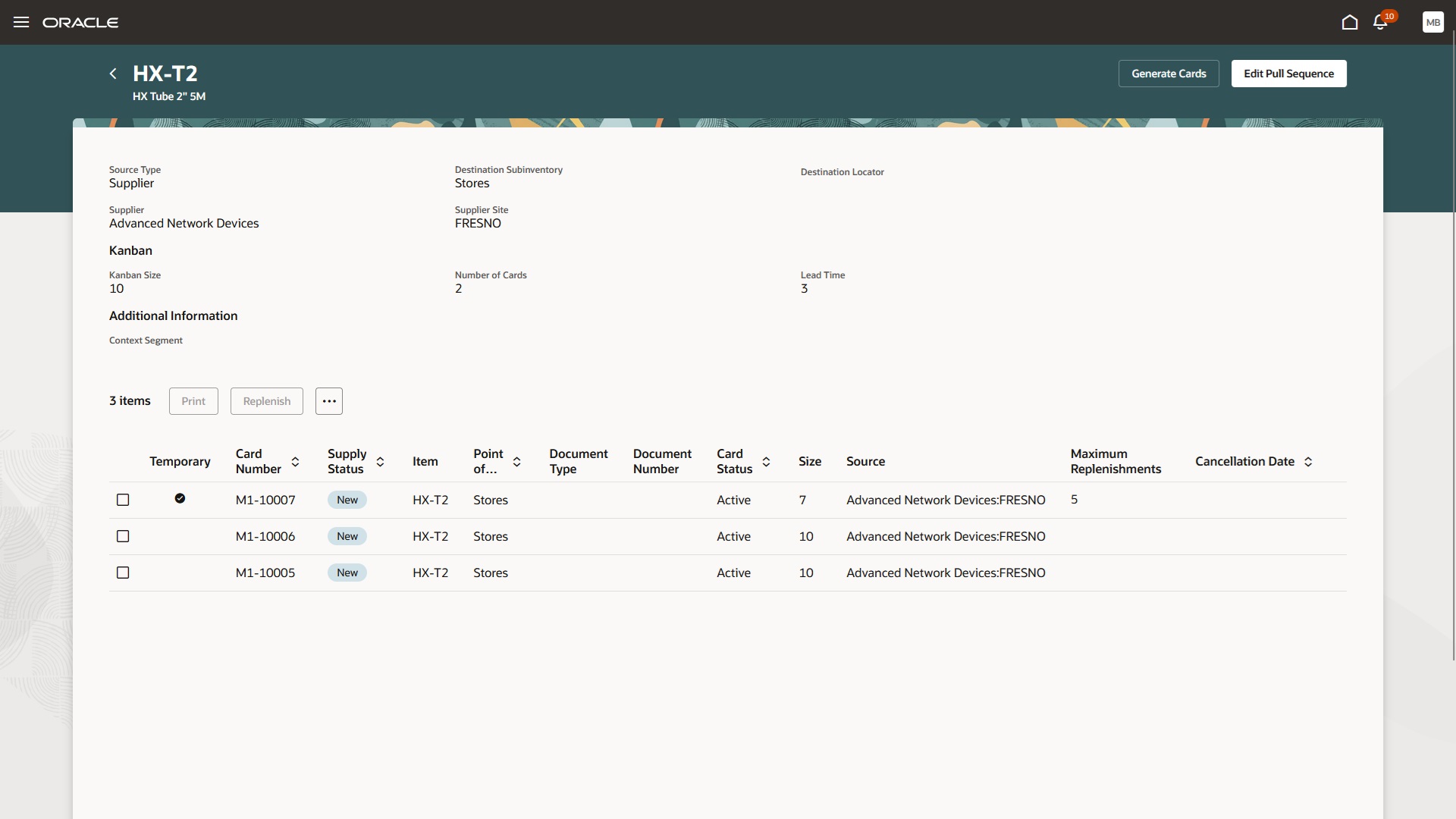 Icon to identify temporary kanban in pull sequence page