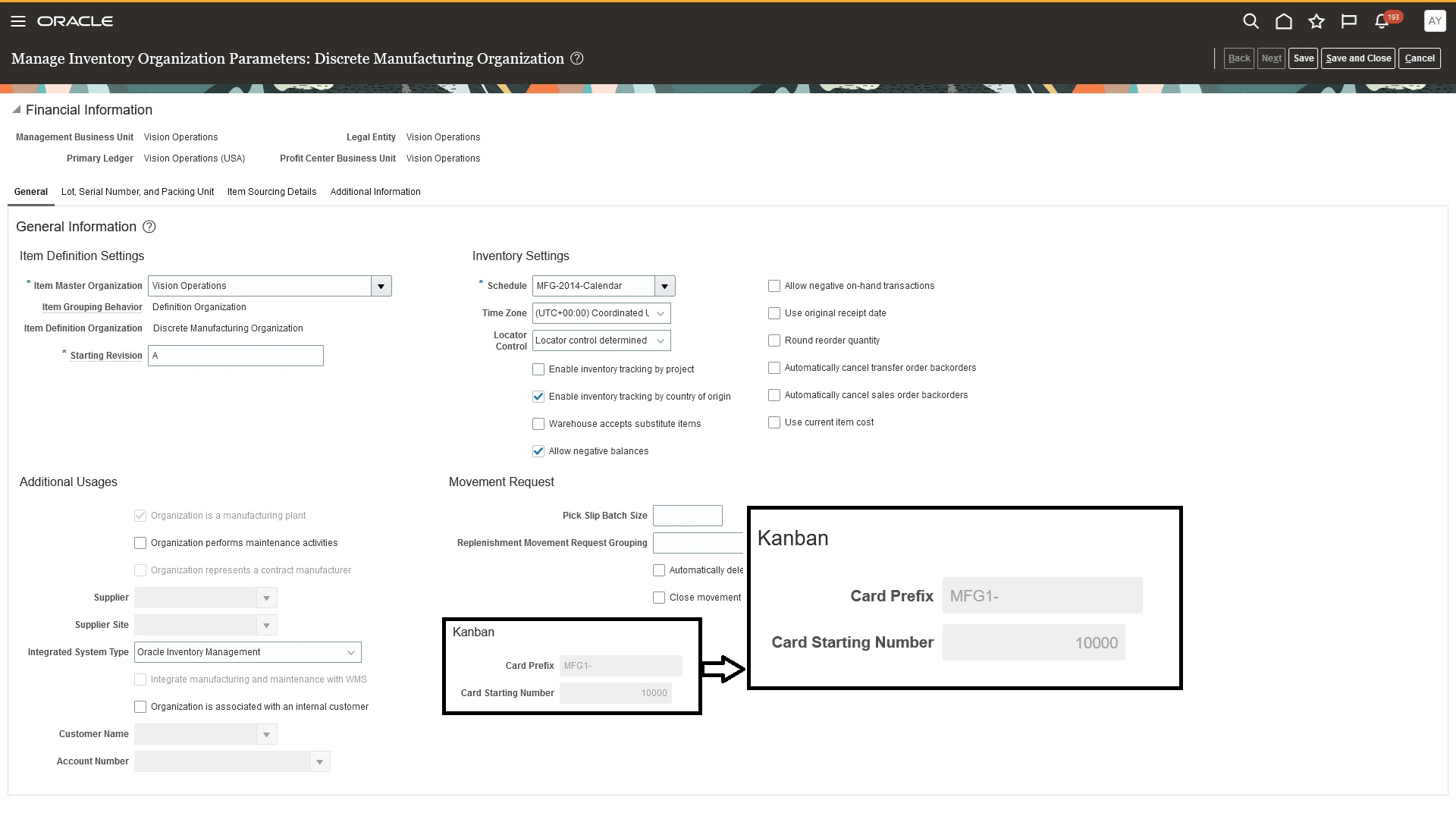 Inventory Organization Parameter for Kanban