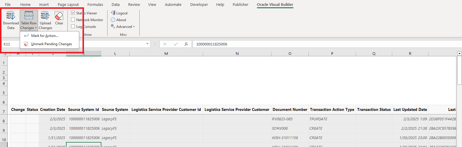 Oracle Visual Builder Add-in for Excel