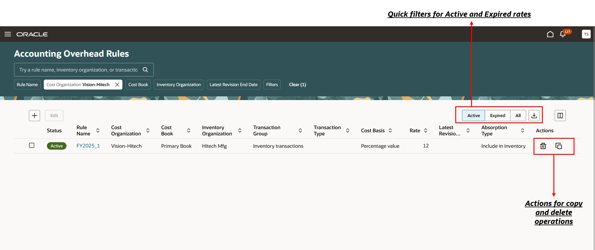Accounting Overhead Rules Page