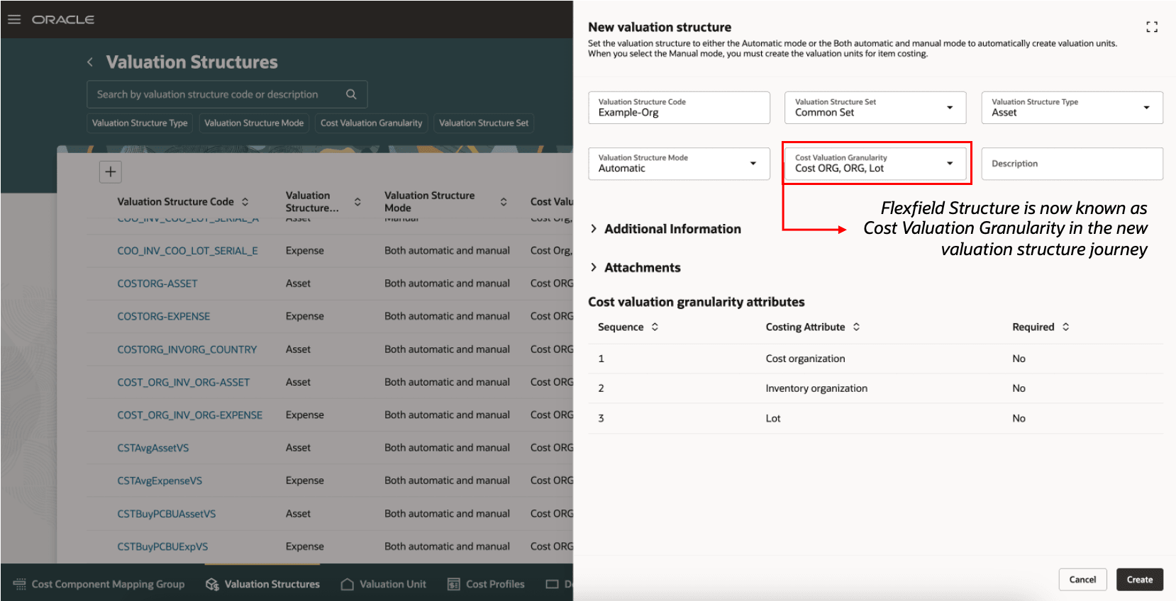 Figure 3: Create New Valuation Structure