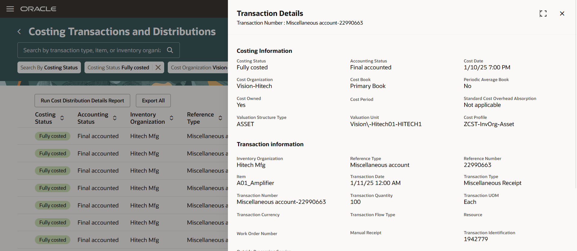 Transaction Details Drawer