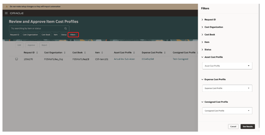 Figure 2 - Chose to add more filters for a quick search