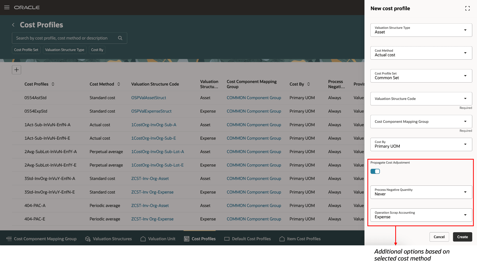 Figure 3: New Cost Profile Basic Details
