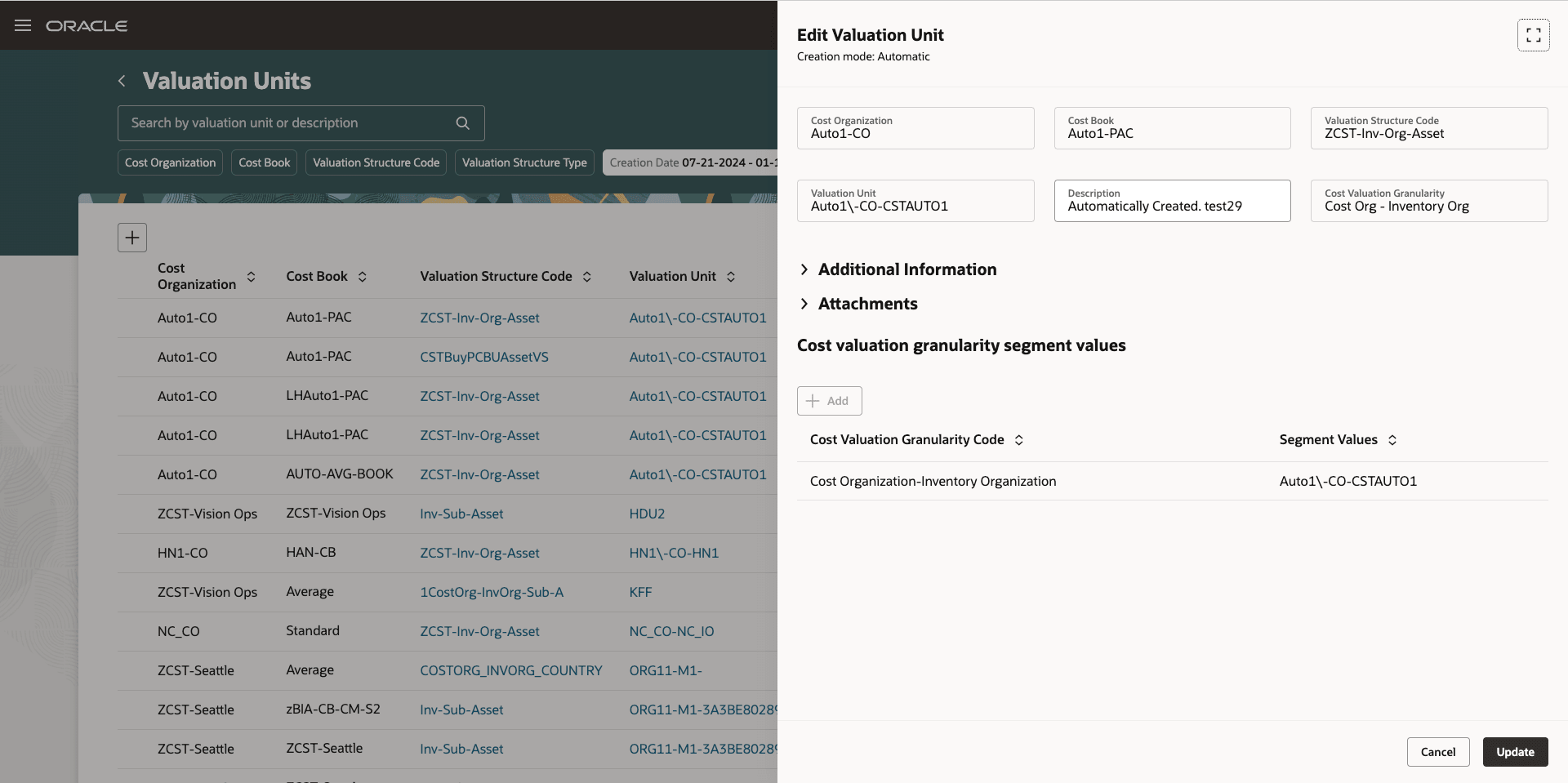 Figure 4 - Edit an existing valuation unit