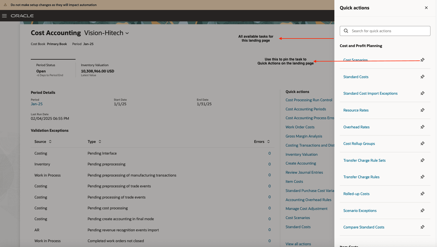 View all Actions panel drawer