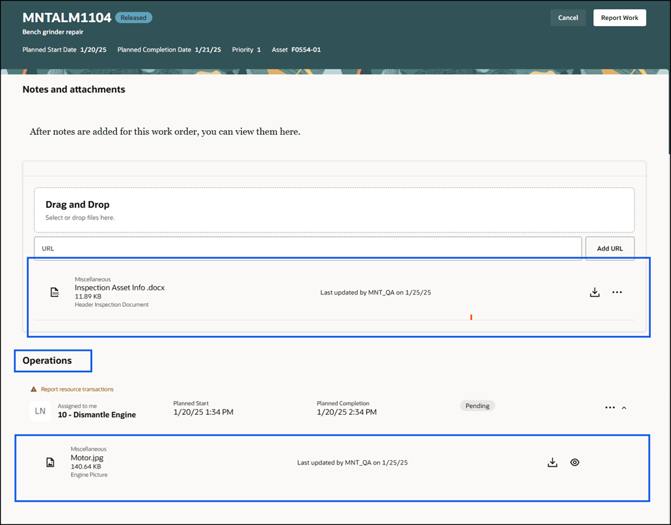 Preview Work Order Page