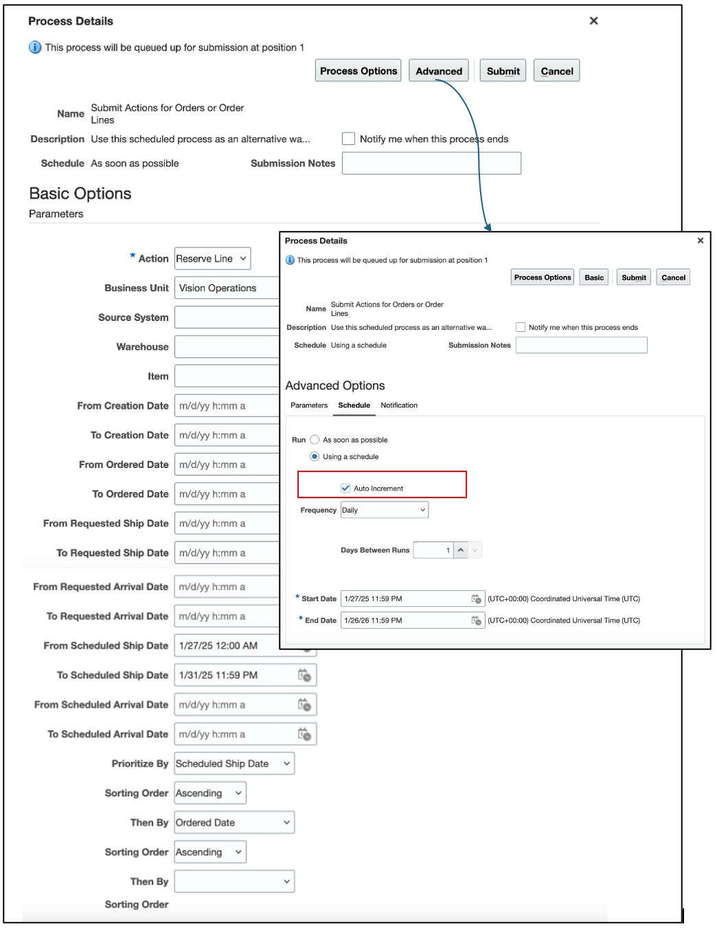 Scheduled process