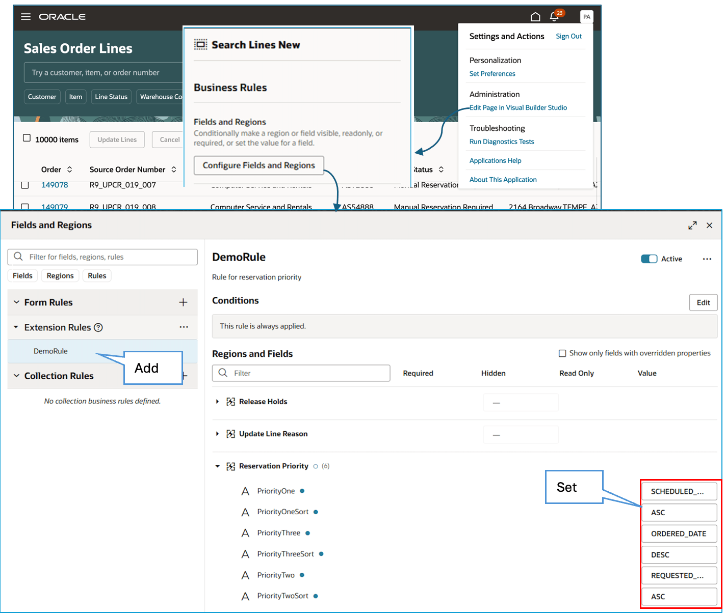 Use business rule to automatically set attributes and their sort order