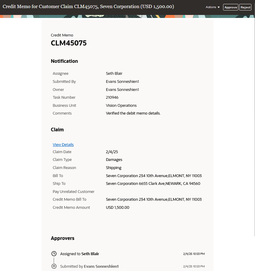 Workflow Notification for Claim Approval