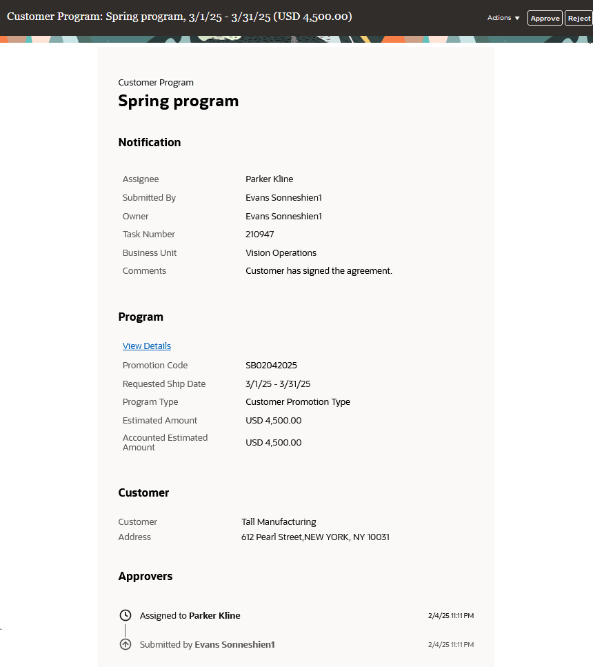 Workflow Notification for Program Approval